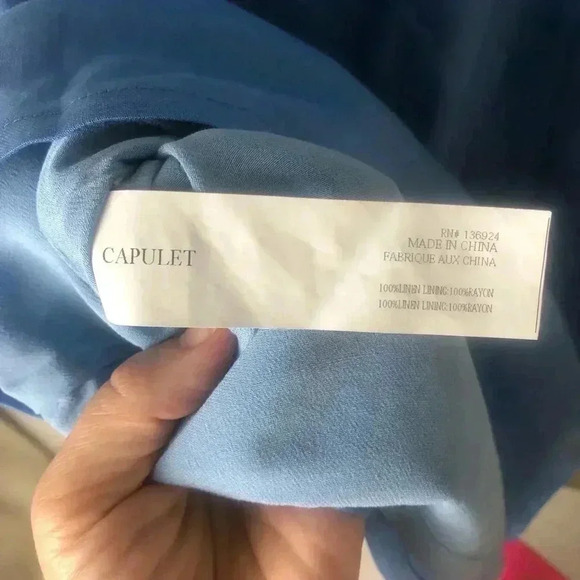 Revolve Capulet 100% linen one shoulder chambray mini dress medium new with tags - Picture 5 of 9